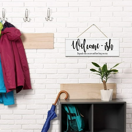 Elegant Cute Signs Welcome Sign for Front Door Funny Welcome-ish Hanging Black